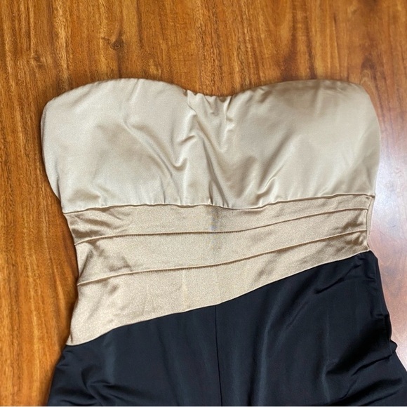 Forever 21 Women's Champagne Black Strapless Wide Leg Jumpsuit Size Small Party - Picture 4 of 16